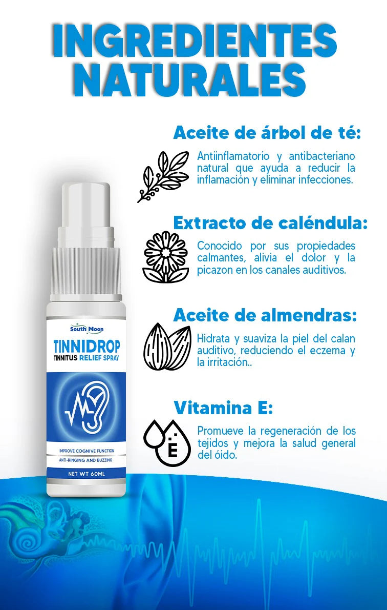 ¡Nuevo! TINNIDROP Spray limpiador de oido - Bienestar auditivo al alcance de tu mano